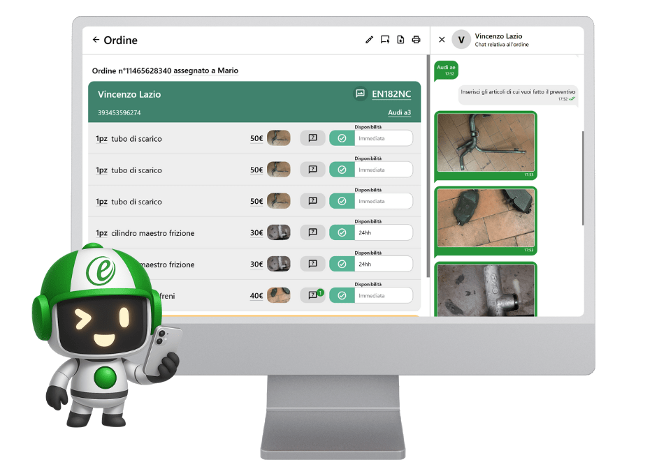 chatbot echat riconosce le foto dei ricambi inviati su whatsapp con l'intelligenza artificiale